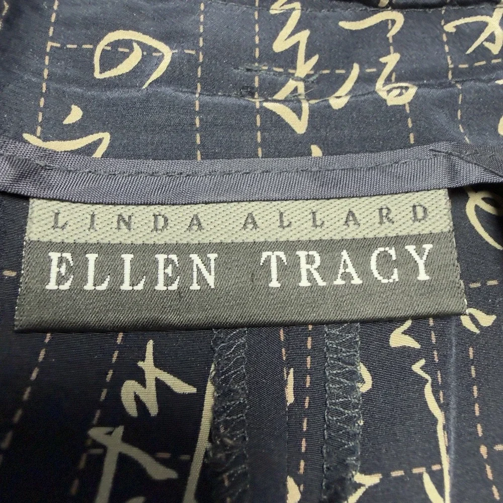 VTG Ellen Tracy 100% Silk Calligraphy Pants Sz 4 High Rise Wide Leg Old Money - Picture 10 of 13
